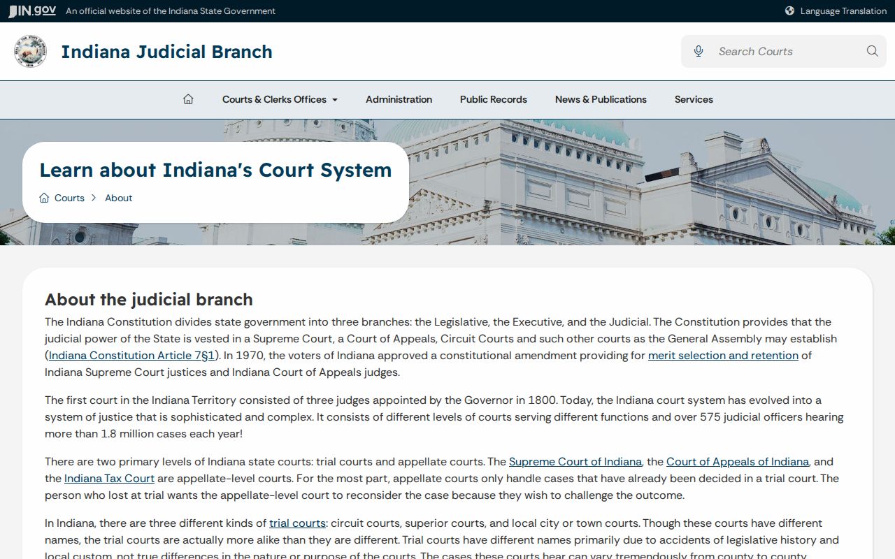Gibson County municipal warrant Indiana judicial branch overview