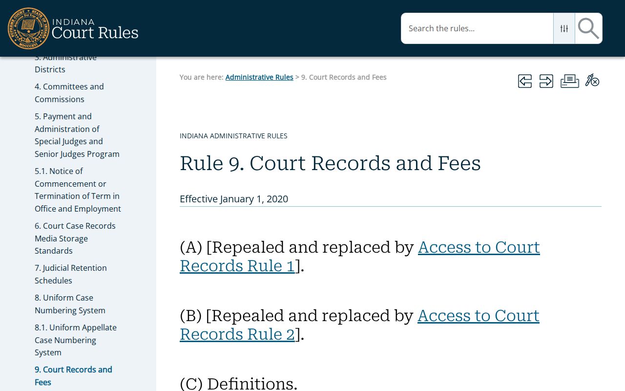 Gibson County municipal warrant access under Indiana Administrative Rule 9